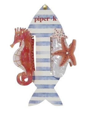 Piper K Coral Seahorse and Starfish Aquarium Ocean Hair Clip Set